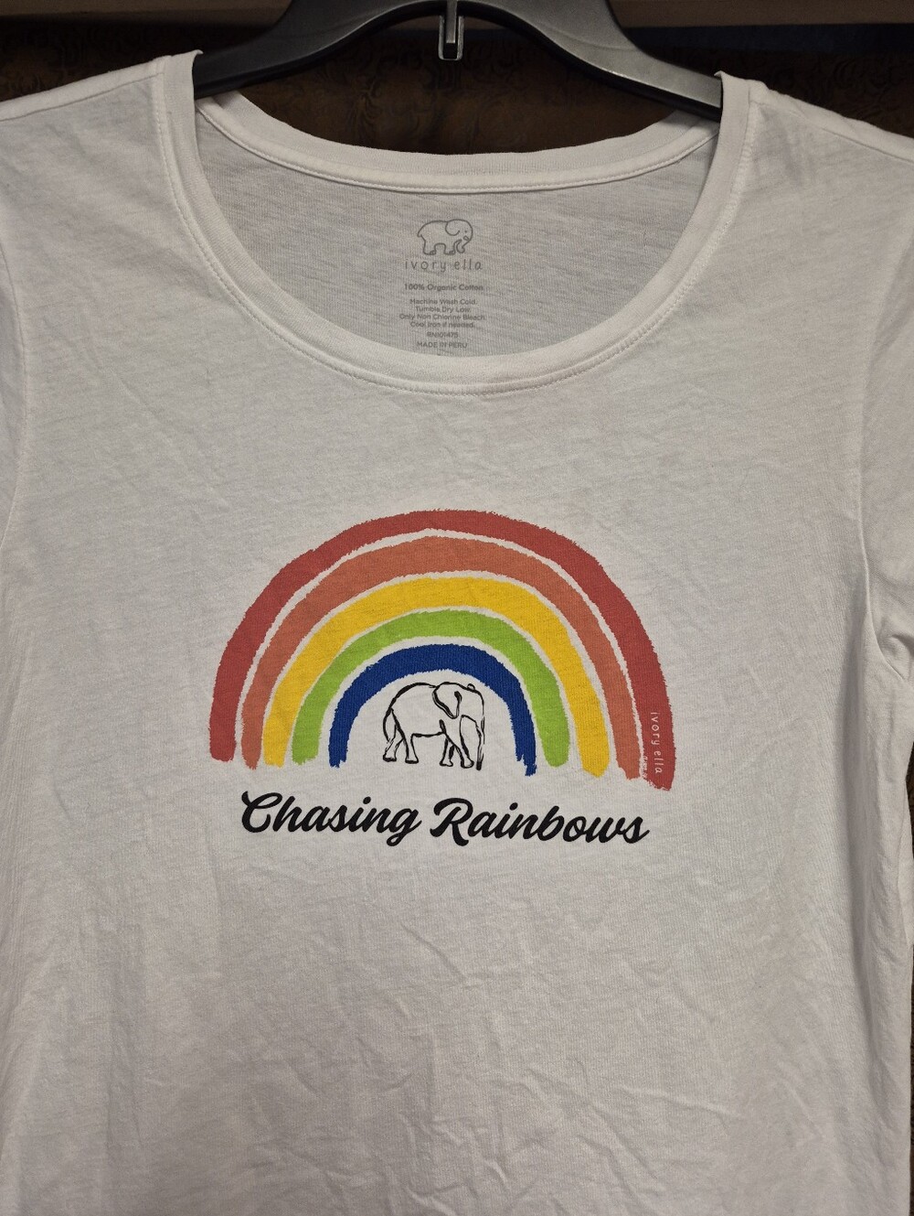 ivory ella White Tee With Rainbow